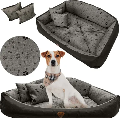 Produktbild von Hundebett Katzenbett 75x65 Cm Shell Hundekissen Hundesofa Hundekorb Hundecouch Sofa Knochen Schwarz