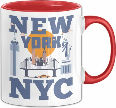 Produktbild von New York City Tasse Geschenk USA Urlaub Reisen Kaffee-Becher (Rot)