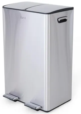Produktbild von Mülleimer mit 2 Fächern – Abfallsammler – Mülltrennung – Edelstahl – 71 x 43 x 30 cm – Silber