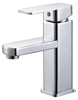 Produktbild von Wasserhahn Chrome aus Kunststoff Waschtischarmatur Armatur Waschbecken Eckig Badezimmer Mischbatterie Waschbecken Edelstahl Einhebelmischer Badarmatur