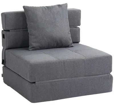 Zdjęcie produktu dla Fotel wypoczynkowy HOMCOM, składany, 2 w 1, z funkcją łóżka, udźwig 120 kg, kolor: ciemnoszary