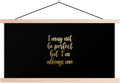 Produktbild von MuchoWow® Textilposter Selbstvertrauen - Gold - Schwarz 60x30 cm mit holzfarbenen Rahmen - Dekoration