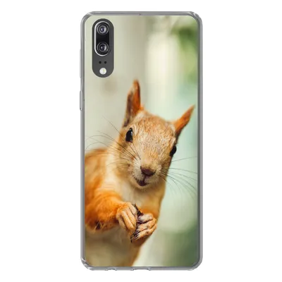 Produktbild von MuchoWow® Handyhülle Schutzhülle Hülle für Huawei P20 Eichhörnchen - Lustig - Nuss - Kinder - Jungen - Mädchen - Kind Silikon Softcase Handy Hülle - Hardcover