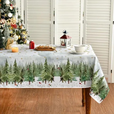 Obrázek produktu pro Horaldaily Vánoční ubrus 100x140 cm se zlatými stromky a sněhem