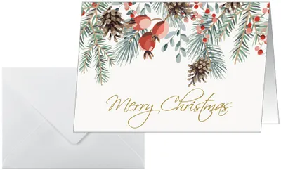Produktbild von SIGEL DS085 Weihnachts-Karten "Red berries and pine cones" -  A6 quer - 25 Karten inkl. Umschläge