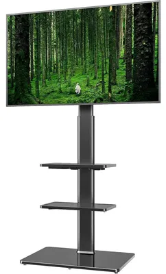 Produktbild von TV Bodenständer mit Halterung, 3 Regale, höhenverstellbar, für 19-42 Zoll LED/LCD TVs, schwarz