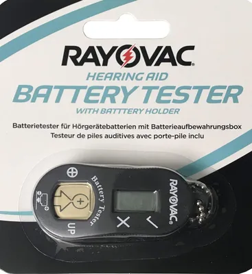 Immagine prodotto di Tester per batterie per apparecchi acustici Rayovac 952 con scatola di conservazione per 2 batterie