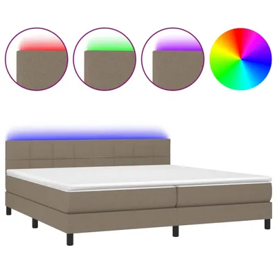 Produktbild von Boxspringbett mit Matratze & LED Taupe 200x200 cm Stoff