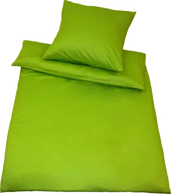 Produktbild von Baumwoll-Satin-Bettwäsche 135 x 200/40 x 80 cm,  Gruen 135x200