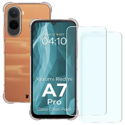 Produktbild von Handyhülle + 2x gehärtetes Glas für Xiaomi Redmi A7 Pro, Bizon Case Clear Pack, Transparent