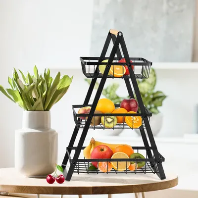 Produktbild von Vigevee 3 Etagen Obst Obstkorb Aufbewahrung Gemüseampel Etagere dekorativer Brotkorb Dekokorb