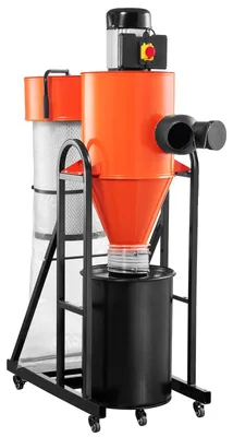 Productafbeelding van VEVOR afzuigsysteem, stofafzuiger, cycloonfilter, 1,5 PK stofafscheider met 47,32 liter stofopvangzak en standaardvoet, intelligent cycloonfilter, stofafzuigsysteem voor houtbewerking