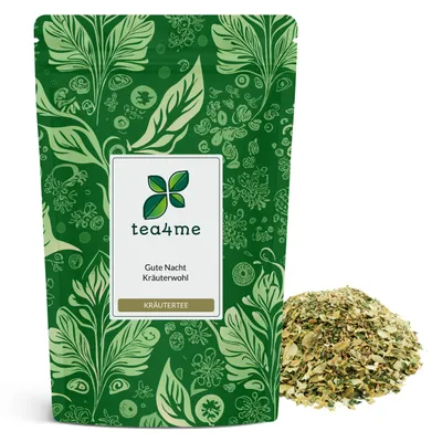 Produktbild von tea4me Gute Nacht Kräuterwohl Kräutertee mit Anis-Hopfen-Geschmack