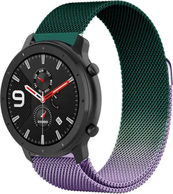 Produktbild von Strap-it Xiaomi Amazfit GTR Milanese Armband (Lila/Grün)