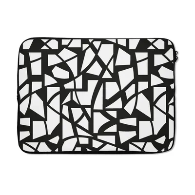 Produktbild von MuchoWow® Laptop Hülle 13 Zoll Muster - Geometrisch - Weiß - Schwarz Laptoptasche - Laptophülle - Sleeve - Rundumschutz