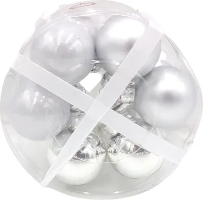 Image de Boules d'arbre de Noël en verre, set de 12 boules de 4 cm, décoration d'arbre de Noël, couleur:argent