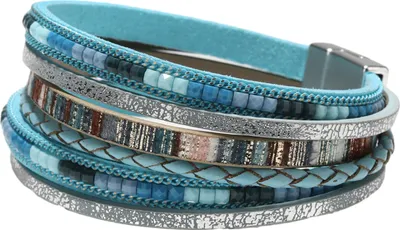 Produktbild von Böhmen Mehrschichtiges Damenarmband Kunstleder Ethno Boho Stil Handgefertigt Mädchen Manschettenarmband Modeschmuck