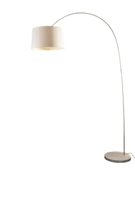 Zdjęcie produktu dla Lampa łukowa SalesFever 205 cm | Ø abażuru 40 cm | podstawa z prawdziwego marmuru | szer. 135 x gł. 36 x wys. 205 cm | biały