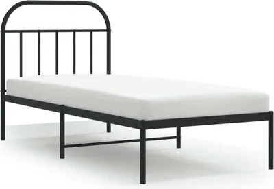 Image de vidaXL Cadre de lit avec tête de lit en métal noir 80x200 cm