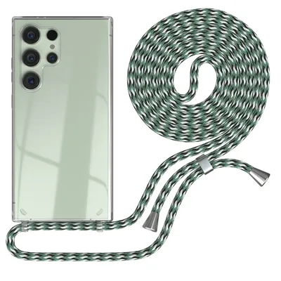 Produktbild von EAZY CASE Handykette kompatibel mit Samsung Galaxy S24 Ultra, Handyhülle mit Umhängeband, Handykordel, Schutzhülle Clear, Band in Grün