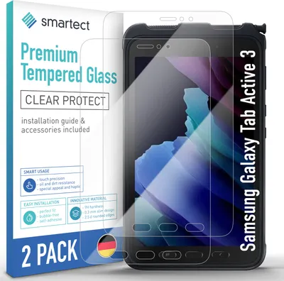 Produktbild von 2x Schutzglas Panzerfolie Klar für Galaxy Tab Active 3 Displayschutz Hartglas