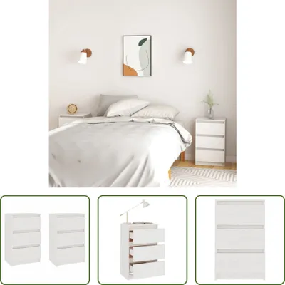 Immagine prodotto di The Living Store Comodini 2 pz. Bianco 40x29,5x64 cm in legno di pino massiccio