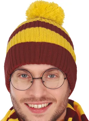 Productafbeelding van Toveraar Bommelmuts, gele en rode muts, voor volwassenen, wintermuts