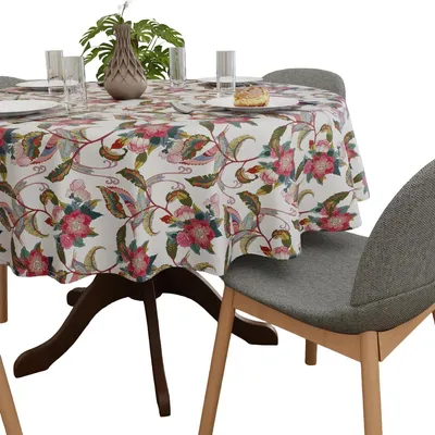 Productafbeelding van Waterafstotende, afwasbare tafelkleed van kunststof, met patroon, wit, 140 cm