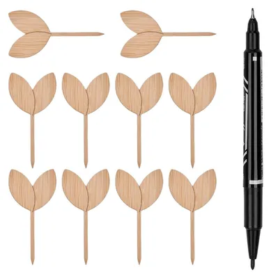 Produktbild von Set mit 10 Holz-Gartenetiketten mit Stift
