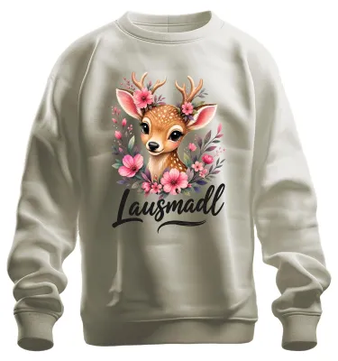 Zdjęcie produktu dla Słodkie jelenie, kwiaty, zwierzęta leśne, dziewczynka, prezent, spódnica skórzana, bluza, sweter, natura, rozmiar L
