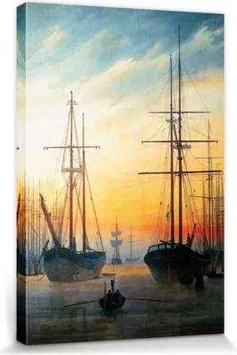 Produktbild von Caspar David Friedrich Obrázky Plátno Roztažené plátno | XXL-nástěnný obraz Plakát Umělecký výtisk Jako obraz na plátně - Pohled na přístav, 1815-16 (120 x 80 cm)