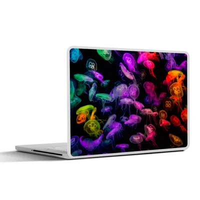Produktbild von MuchoWow® Laptop Aufkleber Sticker Cover Qualle - Regenbogen - Schwarz 32.5x23.5 cm - Sticker für Laptop - Selbstklebend