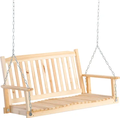 Produktbild von Outsunny Gartenschaukel für 2 Personen Schaukelbank Hängebank Massivholz Patio Terrasse Hinterhof Natur 117 x 69 x 60 cm