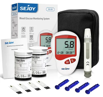 Produktbild von Blutzuckermessgerät Für Diabetes - Glucometer Testkit - 50 Teststreifen + Lanzetten - Stechhilfe - Inkl. Batterien - RoHS - Rot