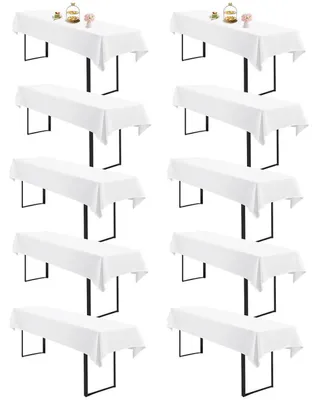 Immagine prodotto di Tovaglie per tavoli da birra, set da 10, colore bianco, dimensioni 260x110 cm, rettangolari, lavabili, in poliestere, adatte per tavoli da birra