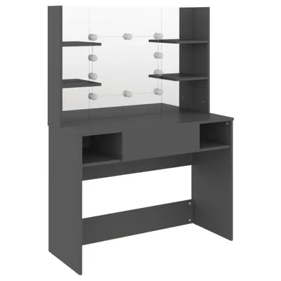 Image de vidaXL Coiffeuse avec éclairage LED 100x40x135 cm MDF gris