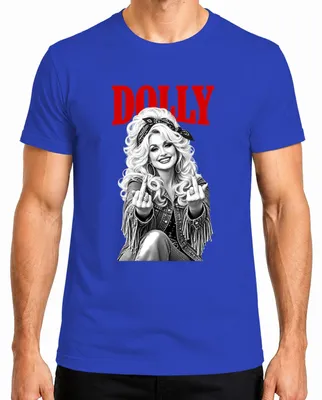 Produktbild von Dolly Parton Country Musik Mittelfinger Rockabilly Retro Sängerin Herren T-Shirt, Blau, M