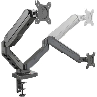 Zdjęcie produktu dla huzaro Motion 2.3 na 2 monitory Uchwyt biurkowy do monitorów 15-27 cali z regulacją wysokości i pochylenia, obrotowy VESA 75 mm i 100 mm, udźwig do 6,5 kg