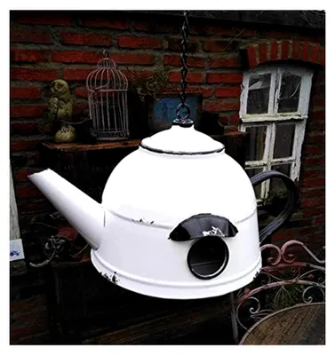 Produktbild von NISTKASTEN KAFFEEKANNE VOGELHAUS GARTENDEKO Metall ZUM HÄNGEN Vintage NEU Shabby