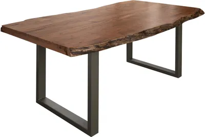 Image de MASSIVMOEBEL24 | Table à manger 200x100 Acacia laqué Bois naturel / Gris mat FREEFORM 5