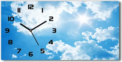 Produktbild von Wanduhr aus Glas – 60x30 cm - Glasbild - Glasuhr - Gehärtetes Glas - schwarze-zeiger - Wolken im Himmel
