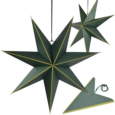 Immagine prodotto di Lanterne decorativa in carta, verde con decorazioni dorate, a 7 punte, diametro 60 cm