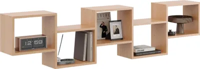 Produktbild von Wandregal Buche Nachbildung – modernes Wandboard Regal – Möbelplatte Bücherregal – hängendes Regal für Wohnzimmer, Küche, Büro – Holzoptik