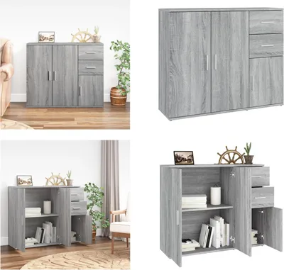 Produktbild von vidaXL Sideboard Grau Sonoma 91x29,5x75 cm Holzwerkstoff - Sideboard - Sideboards - Schrank - Aufbewahrungsschrank