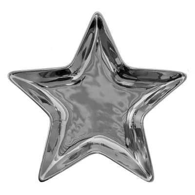 Produktbild von Clayre & Eef Dekoration Schale Stern 20x19 cm Silberfarbig Keramik