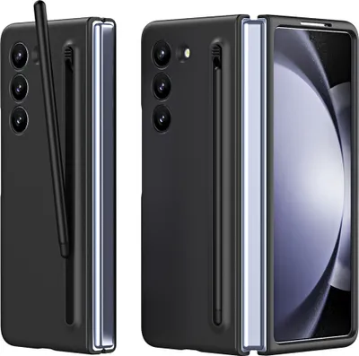 Immagine prodotto di Custodia per Samsung Galaxy Z Fold 6 sottile e opaca con protezione dello schermo e penna a sfioramento nera