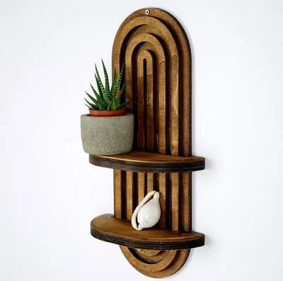 Produktbild von Skye Decor, Wandregal aus 100% PLYWOOD, Walnuss, 40 x 20 x 9 cm | 18 mm dick | Moderner, geometrischer Stil | Perfekt für jedes Zuhause oder Büro, elegant und funktional.