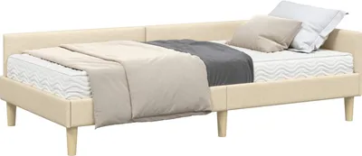 Produktbild von Eckbettgestell mit Matratze mit Matratze 2 pcs Creme Stoff