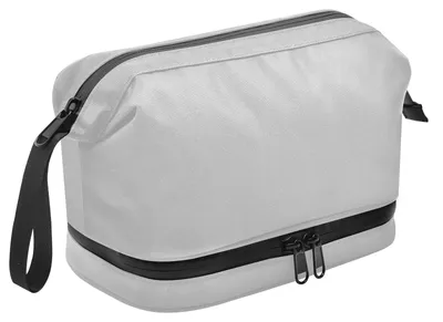 Produktbild von Leder Kulturbeutel für Männer - Graue Reisetasche mit Armband