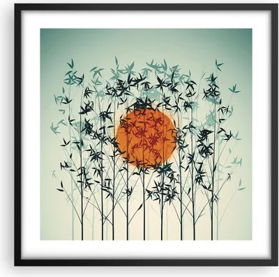 Produktbild von Gerahmtes Poster - Schwarzer Rahmen - Westen Sonne Gras - 50x50 cm - Wand Bild - Wanddeko - Wandbilder - Kunstposter - Wandposter - Bilderrahmen - Bilder - Kunstdruck - P2BAC50x50-5104